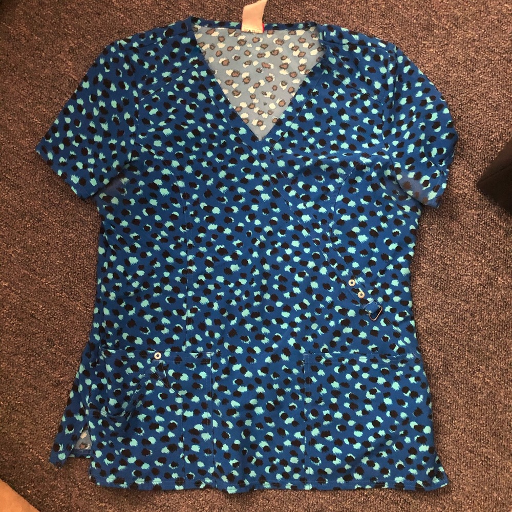 Dickie’s blue cheetah scrub top